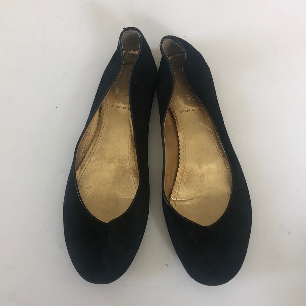 Black suede J. Crew Italian ballet flats
